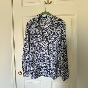 Zara Navy and White Patterned Shirt